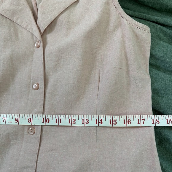 90s Northern Reflection Linen Maxi Dress Womens M Pink Button Front Vintage - Picture 7 of 10